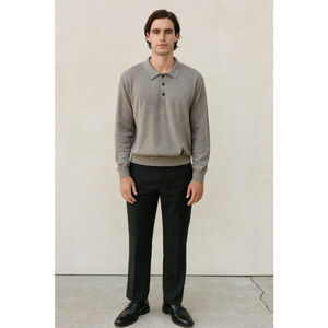 Men's Croft & Barrow Oatmeal Beige Long Sleeve Polo Sweater XL